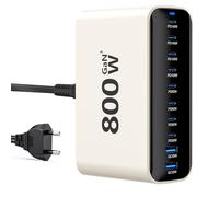 Cargador USB C de 800 W, GAN 10 Puertos USB, Cargador múltiple, Adaptador para Ordenador portátil, Cargador rápido, Fuente de alimentación PD Compatible con MacBook Pro/Air/DELL/iPhone/Galaxy