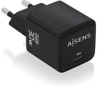 Cargador gan de pared aisens asch-30w1p036-bk/ 1xusb tipo-c/ 30w