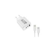 Cargador USB C GaN PD65W, 3 puertos, carga rápida QC3.0, compatible con iPhone 15 y 16, compatible con Samsung y Xiaomi.