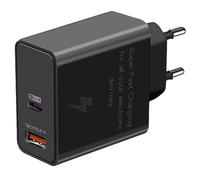 Goobay 65411 Cargador Dual 45W / USB-C & USB-A Cargador rápido Power Delivery/Cargador con 2 Puertos USB/Cargador para teléfono móvil, iPad, Tablet, etc.