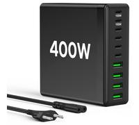 Cargador USB C múltiple: 400 W, 10 puertos, cargador rápido con USB-C y USB-A, fuente de alimentación USB c para iPhone 16, 15, 14 Pro Max, MacBook, iPad