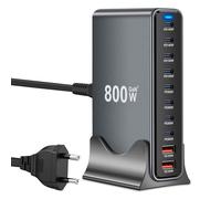 Cargador USB C múltiple 800W, cargador rápido PD 140W 100W 65W, estación de carga de 10 puertos, cargador GaN-III con 8 puertos USB-C y 2 puertos USB-A para MacBook iPad Pro/Air, iPhone 16 15 Pro Max