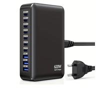 Cargador USB C Multiple Estación de Carga de 620 W con 3* PD PPS de 100W y Multi Tipo-C de 65W Carga Rápida Fast Charger Adaptador para MacBook, iPad, iPhone 16/15/14/13/12 Pro MAX, Samsung,Pixel 9