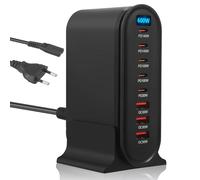 Cargador USB-C Nastopee 600W, estación de carga rápida multipuerto 8 puertos PD 140W con 5 puertos USB-C y 3 puertos USB-A, cargador portátil GaN PD para MacBook Pro/Air, iPad, iPhone HP