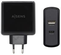 Cargador USB-C PD3.0 45W + USB-A 12W (Negro) - AISENS