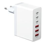 Cargador USB C, Potencia Total de 100 W GAN de 6 Puertos USBC, Cargador rápido, Adaptador de alimentación USB Compatible con iPhone 11/12/13/14/15/16 Pro MAX/Galaxy S24/S23/S22/S21/Google/Tablet