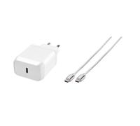 Cargador USB-C Super Rápido 45W, Universal, 1 Puerto, Cable 1m, Blanco, Power Delivery