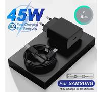 Cargador USB-C Superrápido PD de 45 W y 5 A para Samsung S21 S22 S23 S24 S25 Note 20 Ultra A06 A16 A35 A53 A54 A55, Cable de Carga Tipo C