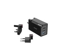 Cargador USB C Zinooy 65W, Adaptador de Alimentación GAN Tipo C Multipuerto con Enchufe de EE.UU. UE Reino Unido para Viajar, Bloque de Cargador de Pared Rápido PD 3.0 para MacBook, iPhone