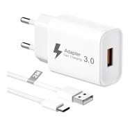 Cargador USB Carga Rapida 18W con Quick Charge 3.0, Enchufe USB Cargador Movil Carga Rapida Cargadr Rapido con de 2M para Redmi,Xiaomi Mi 10 Lite/9/8,Samsung S21/S20/A34/A54/S10/S9,Huawei