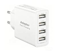 Cargador USB Carga Rápida, 25W 4 Puertos Cargador Universal para Apple iPhone 17/16/15/14/13/12/11/8/7/XR/Pro, con Enchufe USB Múltiple Adaptador, Compatible con Samsung, para Casa Oficina Viaje