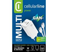 Cargador USB Cellularline Multipower 100W Kit con tecnología GaN y cable USB-C