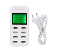 Cargador USB con pantalla LCD, cargador USB multipuerto, tecnología de carga rápida, tamaño compacto, diseño portátil, detección automática de