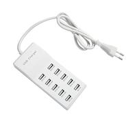 Cargador USB de 10 puertos, 50 W, 5 V, cargador USB múltiple, 10 puertos USB, estación de carga rápida para teléfonos móviles, tabletas, consolas de juegos, enchufe europeo