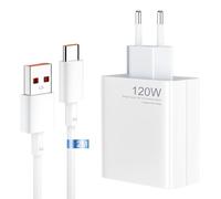 Cargador USB de 120 W para Xiaomi 14T Pro Ultra 13T Pro 12T Pro 11T Pro Redmi Note 13 12 Pro+ 5G, fuente de alimentación USB Turbo Hyper Charge cargador rápido adaptador con 6 A USB C cable 2 m para