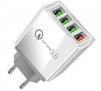 Cargador USB de 4 puertos con función de carga rápida 30 W QC 3.0 - 4 puertos USB fuente de alimentación para smartphone, tableta, banco de energía y dispositivos - Adaptador universal de carga 100