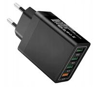 Cargador USB de 4 puertos con función de carga rápida 30 W QC 3.0 - 4 puertos USB fuente de alimentación para smartphone, tableta, banco de energía y dispositivos - Adaptador de carga universal 100