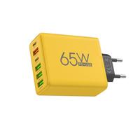 Cargador USB de 6 puertos | Estación de carga compacta con 4 conexiones USB y 2 Tipo C | 65 W Fuente de alimentación para varios dispositivos | Cargador de pared para teléfonos celulares, tabletas y c