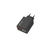 Cargador USB de carga rápida de 120 W con enchufe europeo, compatible con iPhone, Samsung, Xiaomi, Huawei, Quick Charge 3.0, color negro.