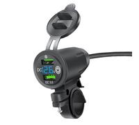 Cargador USB de manillar para moto - Soporte de montaje con carga rápida universal para smartphones dispositivos electrónicos GPS Action Cam | Accesorio práctico para Touring Scooter Quad Viajes