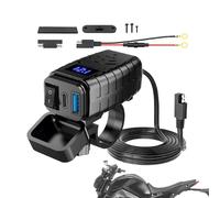 Cargador USB de Motocicleta - Adaptador de Doble Puerto, SAE Quick Connect | Kit de Carga de teléfono Impermeable rápido PD3.0 Qualcomm con interruptores de Encendido/Apagado de voltímetro, Fuente de