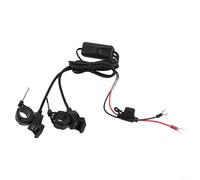 Cargador USB de motocicleta de doble puerto 30 W Pd y 18 W zócalo de carga rápida con cubierta impermeable para montaje en manillar CC 12 V-24 V negro