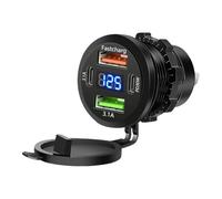 Cargador USB del coche - ABS 5.7cm, Multi Port Auto Plug, 4 Puertos | Monitor de Voltaje, Adaptador de Pantalla Digital, Fast Phone Power Hub For Drivers, Viajeros, Viajes por Carretera, Conmuting