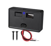 Cargador USB Doble 4.8A para Coche 12V con Interruptor, Empotrable Universal para Autocaravanas, Barcos y Motocicletas