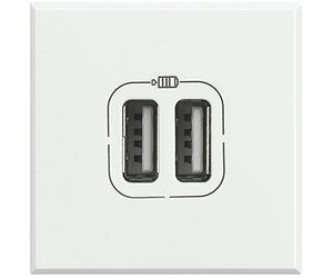 Cargador USB doble Bticino Axolute HD4285C2 Blanco 2modulos