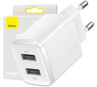 Cargador USB Doble Compacto 10.5W (Blanco) - BASEUS
