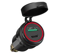 Cargador USB Doble para Motocicleta, Enchufe de Coche, Toma de Corriente, Adaptador de Enchufe para mechero Marino, Impermeable LED, para 12V/24V volmeter