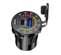 Cargador USB dual compacto de 45 W con voltímetro LED e interruptor para carga de dispositivos móviles (PD)