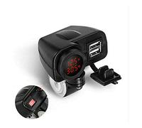 Cargador USB dual multifuncional para motocicleta, toma USB 2 puertos doble USB voltímetro, cargador USB 12 V impermeable adaptador de enchufe de teléfono para motocicleta