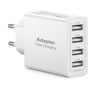 Cargador USB Enchufe, 4 Puertos Enchufe USB Multiple 25W 5V/2.4A Cargador Móvil Carga Rapida Universal Adaptador Multiple USB Cargador Rapido para iPhone 17 16 15 14,iPad,Samsung S26 S25 S24, Xiaomi