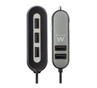 Cargador USB Ewent para Coche con 5 Puertos y Carga Rápida de 54W