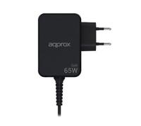 Cargador usb gan approx 65w cable usb-c soldado 1.8m pd color negro