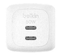 CARGADOR USB GAN BELKIN WCH019kqWH 50W 2xUSB-C PD PPS DISE??O COMPACTO COLOR BLANCO