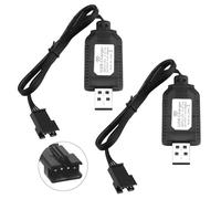 Cargador USB LiPo de 2 s y 7,4 V con Conector SM-4P (Paquete de 2), Universal para Coche RC, Compatible con Coches, Camiones, Drones y Trenes de Juguete. Cargador USB rápido y portátil