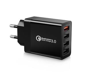 Cargador USB Multiple, 33W QC3.0 4 Puertos Enchufe USB Carga Rapida 33W Cargador Movil para iPhone 14/13/12/11 Pro Max/XS/XR/8/7/6/5, iPad, Samsung Galaxy S21/S20/S10/S9/A14/A15/A34/A55, Xiaomi
