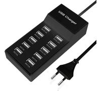 Cargador USB múltiple, cargador USB de 10 puertos, 40 W, estación de carga compatible con iPhone 12/13/14/15/16/Samsung S23/S24/Z Flod/Z Flip/iPad/Xiaomi/Huawei/Oppo/OnePlus.