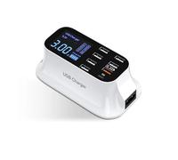Cargador Usb MúLtiple, Cargador USB inteligente tipo C de carga rápida 3,0, cargador USB for teléfono, adaptador de enchufe de escritorio de carga rápida, estación con pantalla Led Carga Segura ( Colo
