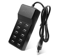 Cargador USB múltiple de 10 puertos, 50 W USB macho Multi Hub estación de carga múltiple adaptador compatible con Samsung Xiaomi Huawei Tablet