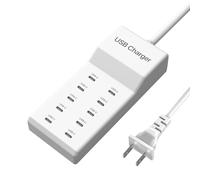 Cargador USB múltiple, estación de carga USB de 10 puertos, cargador USB C multipuerto de 50 W, cargador USB de pared para iPhone 12/13/14/15/iPad/Samsung S23 Ultra/Z Flod/Huawei/Watch/Auriculares