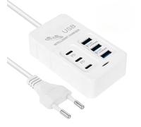 Cargador USB multipuerto de 35 W, PD tipo C, carga rápida de viaje, para iPhone, Samsung, tipo de cargador de pared, adaptador de concentrador USB, enchufe UE de 6 puertos