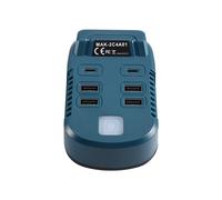 Cargador USB para Batería para de 18 V, Entrada y Salida Tipo C, Carga Rápida USB-A QC3.0, Salida de 5 V/3 A, Adaptador de Batería Tipo C