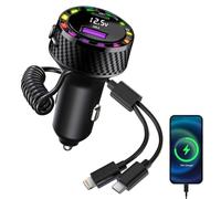 Cargador USB para coche, adaptador de cargador de coche de 2 puertos con cable en espiral, cargadores de teléfono celular para la mayoría de teléfonos y tabletas, cargador de vehículo de carga rápida