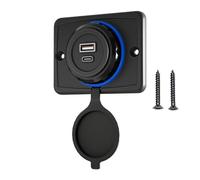 Cargador USB para coche, enchufe USB de alimentación impermeable, adaptador de carga rápida con voltímetro LED interruptor para vehículos SUV, barcos, casas rodantes