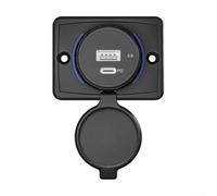 Cargador USB para coche impermeable con luz LED, soporta carga rápida PD y control de calidad compatible con motocicletas, para coches, yates y remolques de viaje para sistemas de 12 V y 24 V (QC 3.0
