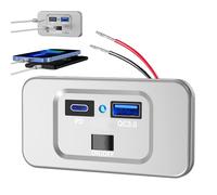 Cargador USB para Moto - Toma de 12 V, Carga rápida de 78 W, Toma de Aluminio con Doble Puerto PD3 QC3, reemplazo de Encendedor Impermeable | Coche camión vehículo Marino, te