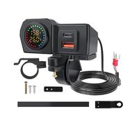 Cargador USB para Motocicleta - ABS De 12-24 V | QC3.0 18W + PD30W - Medidor De Voltaje De Temperatura | Cargador De Carga Rápida para Motocicleta con Luces LED De Seguimiento para Bicicleta: